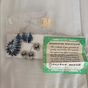 Vintage Elegant Blue and Rhinestone Jewelry Set